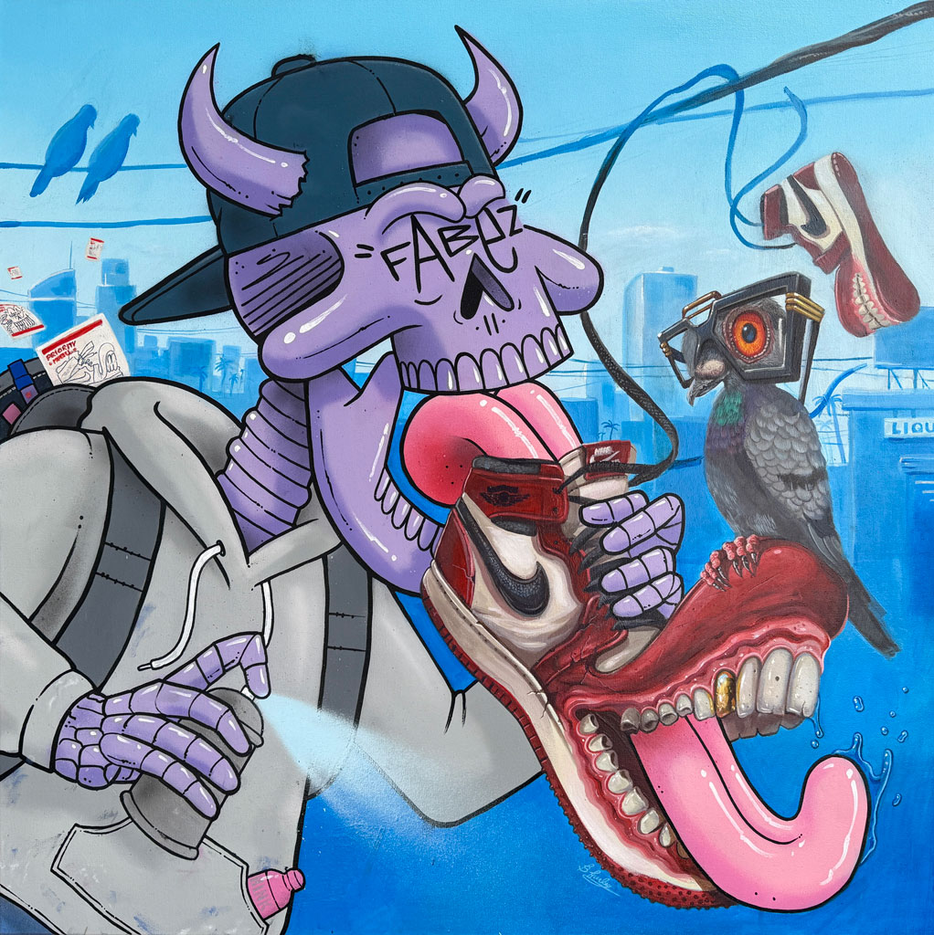 Laced-Up (acrylic & aerosol) with Fabez & Brandon Hurley Arts