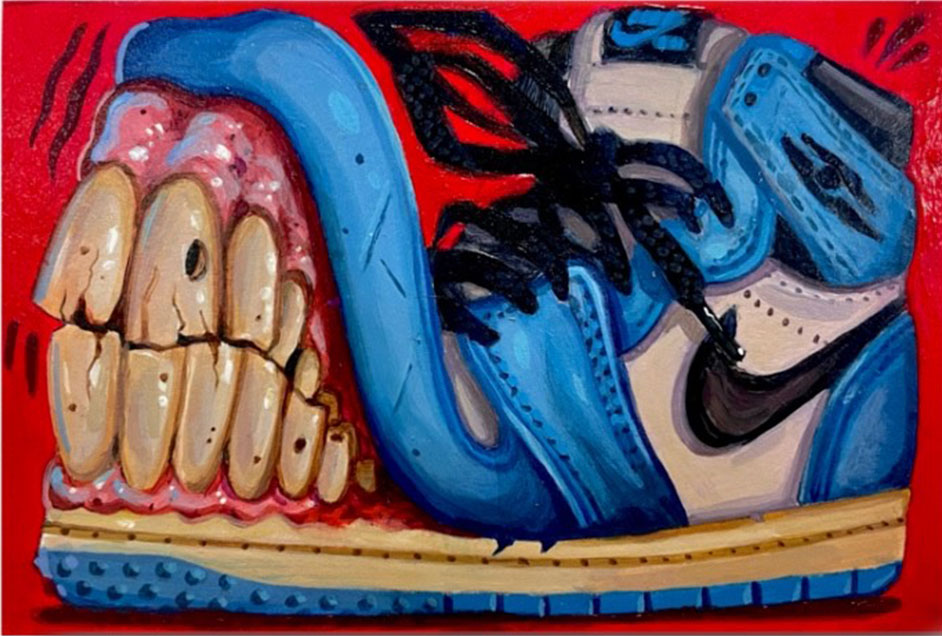 On One - UNC (acrylic on postcard) x Brandon Hurley Arts