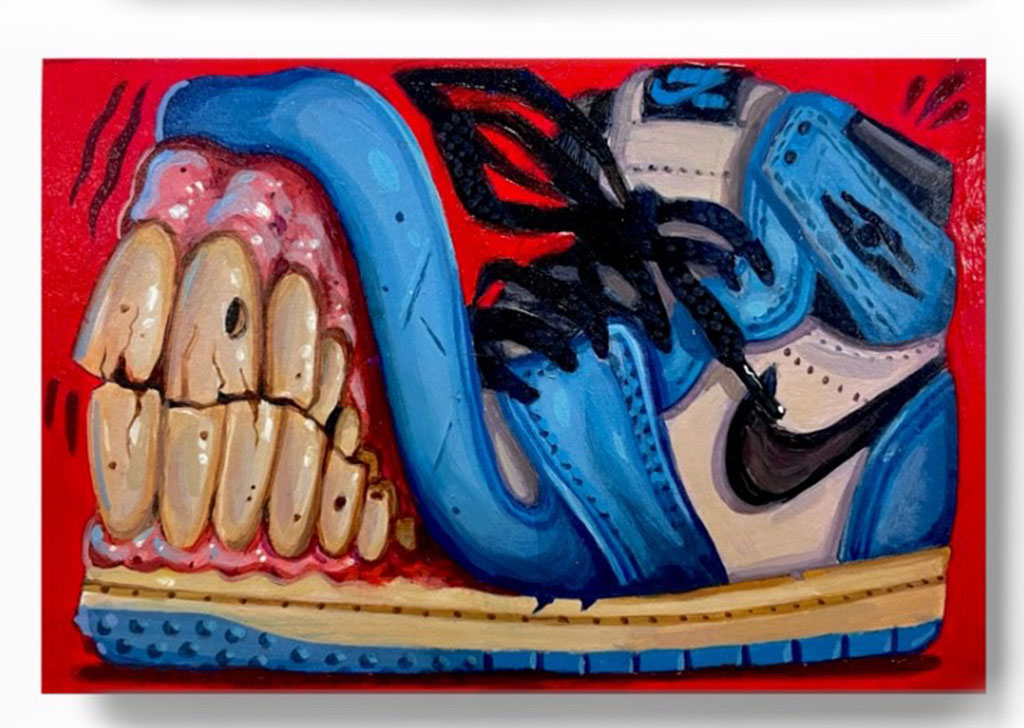 On One - UNC (acrylic on postcard) x Brandon Hurley Arts