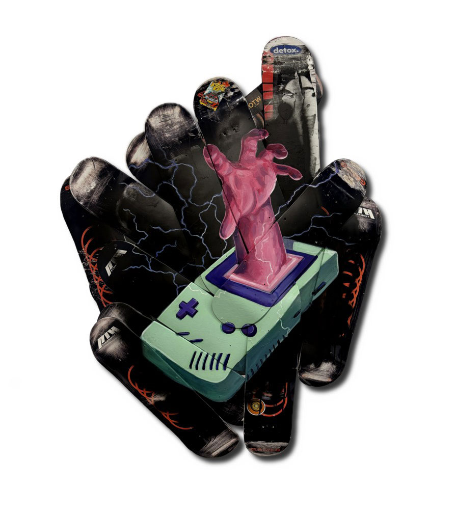 Trapped (acrylic on skateboards) x Brandon Hurley Arts